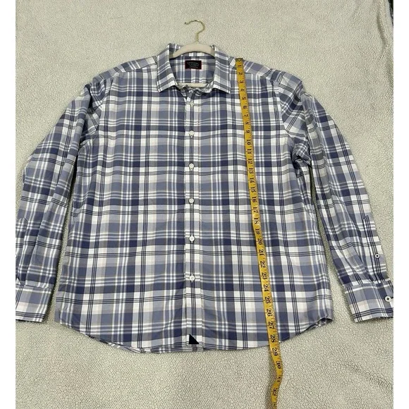 UNTUCKit Dureza WF Men's XL Blue Gray White Plaid Long Sleeve Button Shirt - Picture 4 of 6